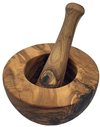 Zerazi | Mortier & Pilon | Bois d’Olivier | Écologique | Entièrement Fabriqué À La Main | Durable | Hygiénique