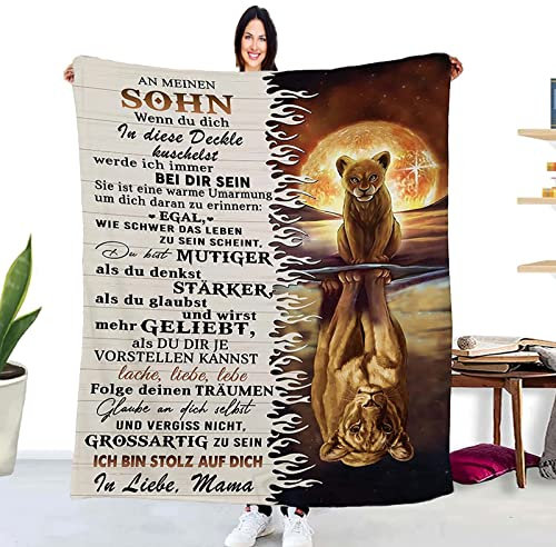 PJLJC Personalisierte Kuscheldecke An Meinen Sohn von Mama, Decke für Meinen Sohn von Mama Super Weiche Flanell Flauschige Decke Geburtstag/Weihnachten