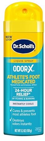 Dr. Scholl's ODOR-X ATHLETE'S FOOT MEDICATED LIQUID SPRAY, 5.3 oz // 24-Hour Relief of Itching & Burning, Instantly Cools, Cures & Prevents Most Athlete's Foot, Destroys Odors Instantly