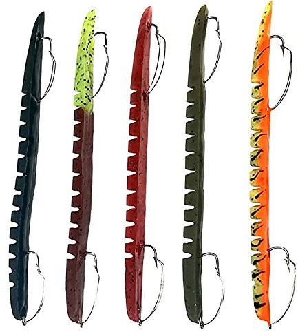 DeLong Lures – Made in USA 6 Bass Fishing Worms, Pre-Rigged Weedless & Unrigged Soft Plastic Baits, Anise-Scented Durable Lures for Freshwater & Saltwater