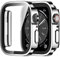 Amizee 2 Stück Hard Hülle Kompatibel mit Apple Watch Series 9/8 Series 7 45mm Schutzhülle mit Tempered Glass Displayschutz, Ultradünn Kratzfeste Schutzhülle für iWatch 45mm (Silber/Transparente)