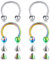 Musihy Nasen Piercing Nase, 4 Stücke Piercing Set Ohr Piercing Set Edelstahl Silber Bunt Halbkreis mit Runden Enden und Kegelersatz