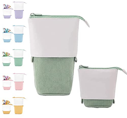 OIOYLEY Federmäppchen Mädchen Cartoon, 2-in-1 Schlampermäppchen und Stifteköcher, Pop Up Pen Pencil Case Teleskophalter Mäppchen,Teleskopisch Mäppchen, PU Cord Stand-Up Federmäppchen Mädchen