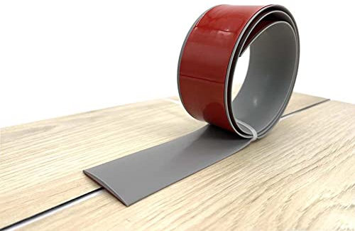 Übergangsleiste Selbstklebend,2m x 4 cm Profil Vinyl Übergangsleiste Bodenbelag Schwelle Übergang Streifen Fußboden Spalt Verbindungs für Türschwelle (Grau(5M))