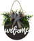 apofly Welcome Sign for Front Door Round Wood Welcome Sign Hanging Wreaths Porch Sign for Home Decor Black