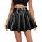 Durio Damen Rock Kurze Metallischer Faltenrock Mini Skater Rock Glitzer Rave Party Hohe Taille Elastischer Plisseerock Schwarz M