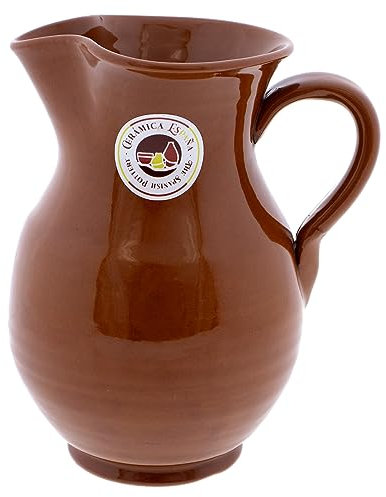 CERÁMICA ESPAÑA | Jarra de cerveza | Jarra de leche | Jarras de barro rojo | Jarra de zumo | Jarra agua rústica Modelo M06 | 100% Hecho a mano | 1 litro