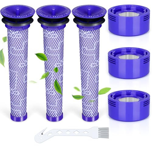 KNOWOM Filtro Ricambi per Dyson V7 V8 Aspirapolvere Animal Absolute Motorhead,3 Pre-Filtro & 3 HEAP Post-Filtri, Sostituire le parti # 965661-01 & 967478-01(6 Pezzi)