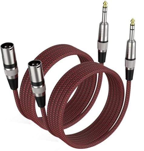 BIFALE 1/4'' TRS to XLR Male Cable 15 FT 2Pack, Balanced Microphone Cable, XLR to 1/4 Cable for Mixer, Amplifier, Speaker, Microphone, Power Speaker
