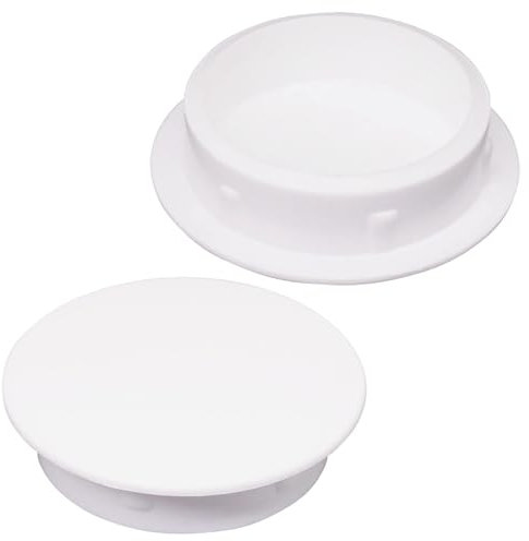 SKIR'CO (10 Stück) Weiß Kunststoff Lochstopfen 25 mm Bohrloch Abdeckkappen Möbellochstopfen Schraublochstopfen