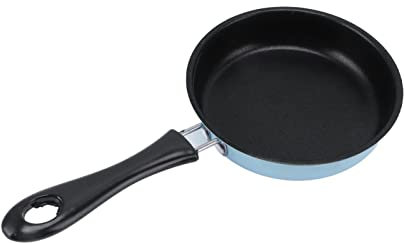 Mini Poêle à Frire, Poêle à Omelette En Acier Inoxydable, Marmite à Induction Ronde Pour Petit Déjeuner, Petite Poêle à œufs Avec Long Manche 12 Cm Pour Cuisinière De Cuisine, Camping(Bleu)