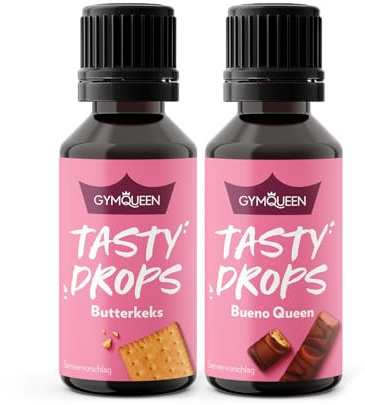 GymQueen Tasty Drops, Butterkeks & Bueno Queen, 2x30ml, Flavour Drops ohne Kalorien