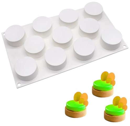 OCPO KITCHEN Zylinder Silikonform, Mousse Torte Form, Runde Schokolade Keksformen, Zylinder Silikonform für Schokolade überzogen Oreos, Kuchen, Süßigkeiten, Pudding, Mini-Seife (11 Mulden)