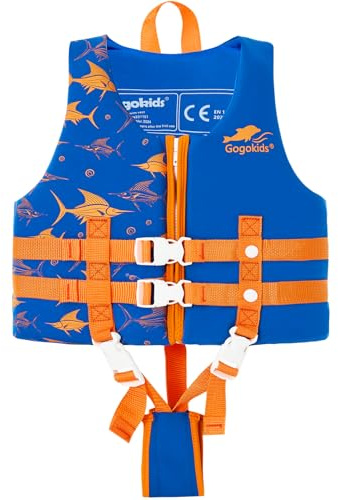 Gogokids Kids Swim Vest with Dual Adjustable Strap, Toddler Swim Vest for Kids 20-30-40-50-60 lbs, Child Swim Jackets for 2,3,4,5,6,7,8 Years Boys Girls