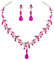 Prosy Braut Strass Halskette und Ohrring Set Kristall Halskette Braut Party Hochzeit Schmuck Sets für Frauen und Mädchen (Rosenrot)