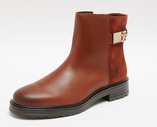 Tommy Hilfiger Damen Low Boot Stiefel aus Leder, Cognac Brown (Braun), 37
