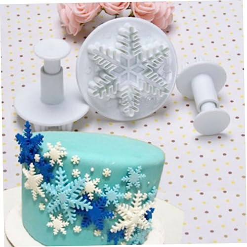 XJKLBYQ Snowflake Cookie Cutter, 3PCS Fondant Cutters Decorating Mold Embossing Tool Christmas Cookie Cutter