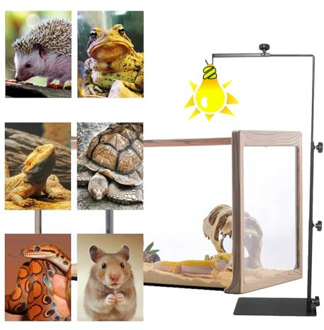 AMZTEMU Supporto per lampada a staffa fissa per rettile, Supporto regolabile per lampada rettile, per anfibi, lucertole, tartarughe, serpenti, draghi