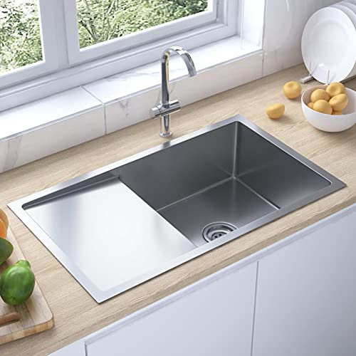 Gecheer Fregadero de cocina hecho a mano de acero inoxidable,Encimera Cocina,Mueble pila lavadero,type 1