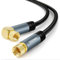 Thzzhnno TV Antena RG6 Recto ángulo Tipo F Coaxial Cable 2M, Dorado de 90 Grados ángulo Macho Cuerda, Cable Coaxial para HDTV, CATV, DVB- T2/C/S, Módem Cable, Radio, Receptor de Satélite