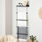 Briwooody 5 Layer Wooden Blanket Ladder 5.9 x 16.5 x 38.6 Inch 2 in 1 Towel Racks Decorative Wall Wood Shelf Blanket Holder Quilt Towel Holder Rack for Bathroom Living Room Bedroom (Black)