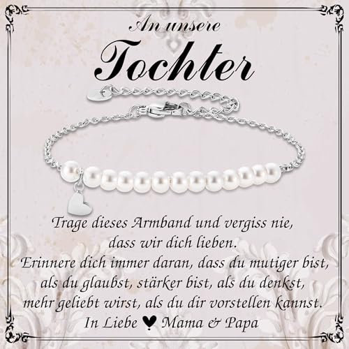 PDTU Geschenk für Tochter, Mutter Tochter Armband, Geschenk An meine Tochter Geschenke von Mama Papa zum Geburtstag Abschluss Einschulung Weihnachten