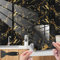 Marble Tile Stickers for Kitchen Bathroom Backsplash PVC Tiles Waterproof Oil Proof DIY Self Adhesive Wall Tiles Stickers Home Decor 15x15cm(6x6) 20pcs, Black + Gold Marble Pattern