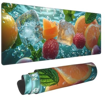 Grand Tapis de Souris de Jeu 1200x600x3mm XXL Multifonction Mouse Pad, avec Bords Cousus, Base en Caoutchouc Naturel antidérapant Durable Tapis de Clavier Fruits Tapis de Bureau pour Gamer E-619
