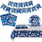 Yiran Cheers to 40th Years Party Tableware Decorations,Tableware Includes Navy Blue Silver Banner Napkins Paper Plates Table Cloth Cover for Men,Women,Him,Her 40th Birthday Party Celebration Supplies