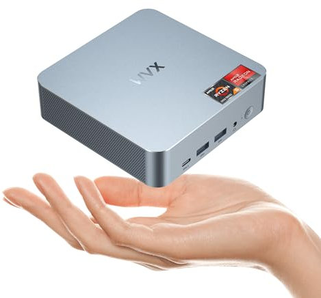WVX Mini PC da gioco AMD Ryzen 6600H (equivalente a i7-11800H 4.5Ghz 6C 12T), 16/32+512GB DDR5 Small Computers Dual LAN, Micro computer desktop supporta 4K Dual Display 4X USB 3.2 WiFi6 Bluetooth 5.2
