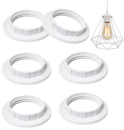 6Pcs Lamp Shade Reducer Ring E14 Plastic Lampshade Ring White Light Shade Adapter Ring E14 Lamp Holder Table Lamp Fittings Plastic Holder Twist Lock Lampshade Adapter Rings Lampshade Fittings