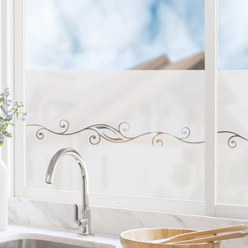micasia Fensterfolie statisch haftend Muster Sichtschutz Milchglas - Made in Germany - Ornamente Modern Blickdicht Scheibe Innen Schlafzimmer Wohnzimmer Küche Glas 1674 (60x30cm)