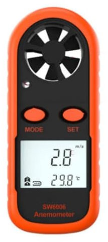 Knoruley Anemómetro Portátil, Ligero, Digital, Medidor de Velocidad del Viento, Anemómetro de Veleta, Medición de Temperatura y Humedad de la Energía Eólica