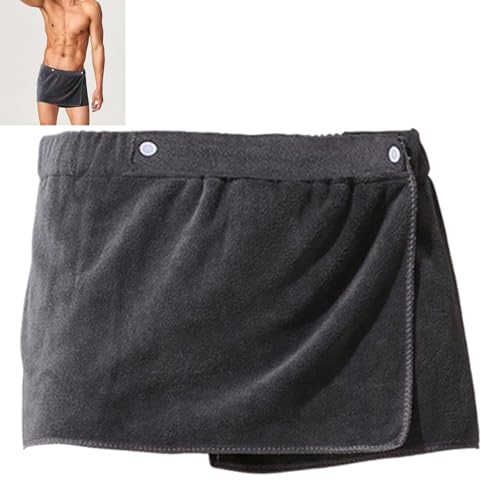 ZenyTra Herren Bademantel Kurz Grau 35x140cm - Schnelltrocknende Mikrofaser, Verstellbare Weich & Bequem für Sauna, Fitness, Dusche