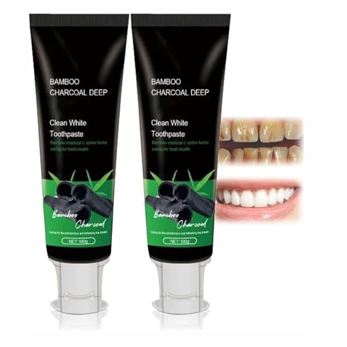 Kicklo Bamboo Charcoal Teeth Whitening Toothpaste,Radiant Whitening Toothpaste,Zahnpasta Radiant Zähne,Tiefenreinigende Zahnpasta,Entfernt Zahnflecken Fresh Breath zahnpasta (2 Stück)