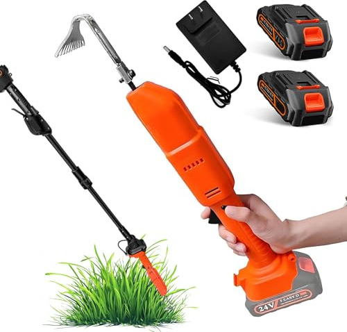 Gartenhacke elektrisch, leichter Unkrautvernichter mit Klingen aus Manganstahl, doppelter Sicherheitsschalter, 2 x 1,5 Ah Lithium-Akku und Ladung für die Unkrautbekämpfung, lockert den Boden