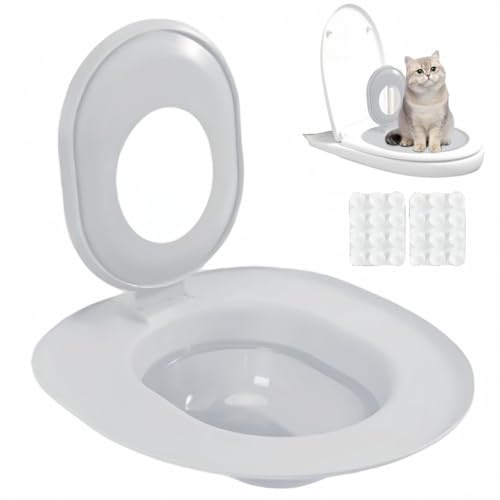 Trainingssystem zum eingewöhnen Ihrer Katze an das WC Katzen WC-Sitz Toiletten Training System Katzentoilette Katzenklo Toilettensitz (Grau)
