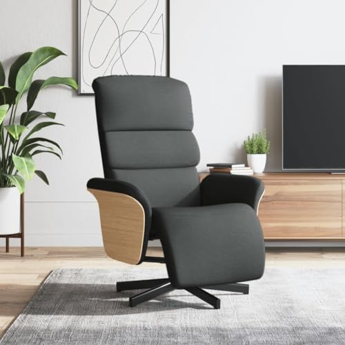 Frdhee Gamingsessel Liegesessel,Relaxsessel mit Fußteil Dunkelgrau Stoff,Schlafzimmerstuhl für Wohnzimmer, Schlafzimmer
