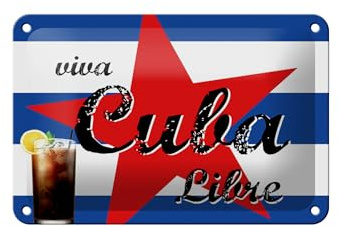 Femer Blechschild Cocktail 12x18 cm viva Cuba Libre Glas Deko Schild