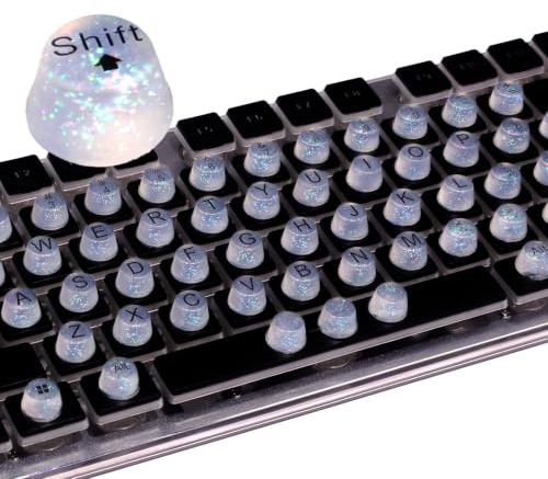 64 Stück Tastaturaufkleber für Lange Nägel für Desktop-Computer | Glitzernde Tastaturperlen mit Buchstaben, Weiche Silikon-Tastaturkappen für Nagelkunst zum Tippen für Desktop-Computer
