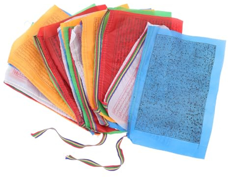 Supvox Tibetische Gebetsfahnenkette: 20 Bunte Buddhistische Gebetsfahnen Aus StrapazierfäHigem Seidengewebe FüR Garten Und AußEnbereich Meditations- Und DekorationsfäHnchen