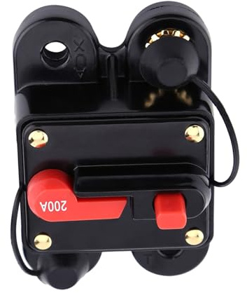 Aolidsive Disjoncteur 80A 100A 150A 200A 300A, Interrupteur de Réinitialisation Manuelle en Alliage pour Voiture Audio Bateau Marin ATV, avec Cosses de Fil étanche DC 12V 48V (200A)