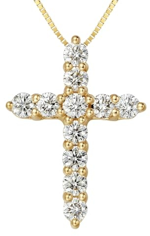 Epinki Damen Halskette mit Anhänger Gold 18K 750 Echt Schmuck, Kreuz Damenkette mit Labor Erstellt Diamant Weiß, Gelbgold Au750 Kette Frau Geschenk