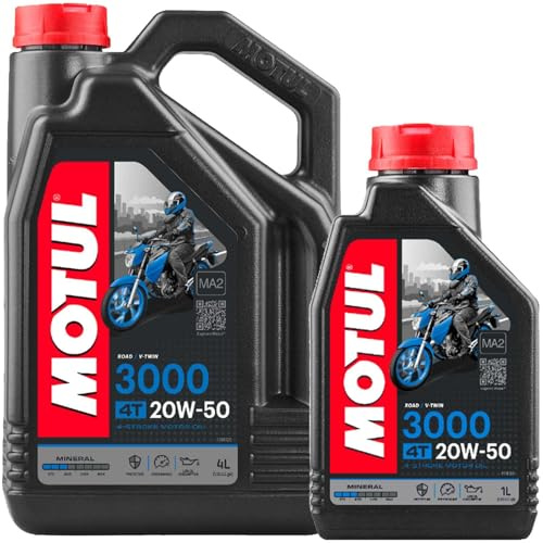 5 Liter 3000 20W-50 Motorrad 4-Takt Mineral Motor-Öl Jaso MA2 | 107318+107319, (jaso MA2, Api Sm/sl/sj/sh/sg),