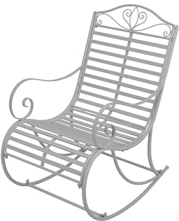DELUKE Outdoor-Schaukelstuhl Maria Weiß Eisen | Gartenstuhl Relaxsessel Garten Balkon Outdoor