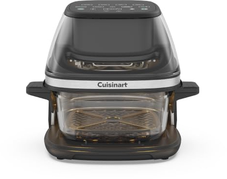 Cuisinart ClearView Freidora de Aire 3,8 L con Cesta de Vidrio, 5‑en‑1 Freír, Asar, Grill, Hornear, Recalentar Crujiente, Sin PFAS, Apta Lavavajillas, 1600 W, Diseño Compacto