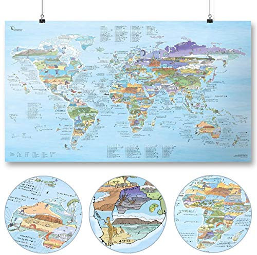 Kitesurf Weltkarte | AWESOME MAPS | Entdecke die 300 Besten Wellen der Welt - 97,5 x 56cm Poster (Kitesurf Map)