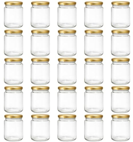 hocz 25x Marmeladengläser 275 ml | mit Deckel Gold TO 66 | Einmachgläser mit Schraubdeckel zum befüllen | Sturzgläser für Marmelade Schraubgläser | leere Gläser Set | 25 Stück