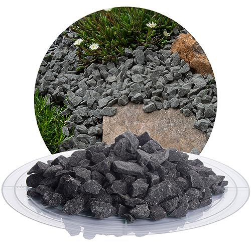 Schicker Mineral Basalt Ziersplitt anthrazit 8-16 mm 25 kg, Basaltsplitt aus Deutschland in verschiedenen Größen von 2-56 mm, Basaltbruch farbechter Naturstein ideal zur Garten-, Hof- & Weggestaltung