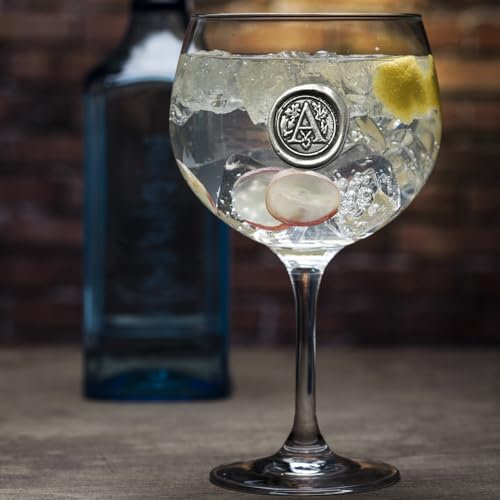 English Pewter Company Personalised Gin Glass with Your Choice of Initial - Unique Gift for Men or Women, Birthdays, Anniversaries (A) [MON301]